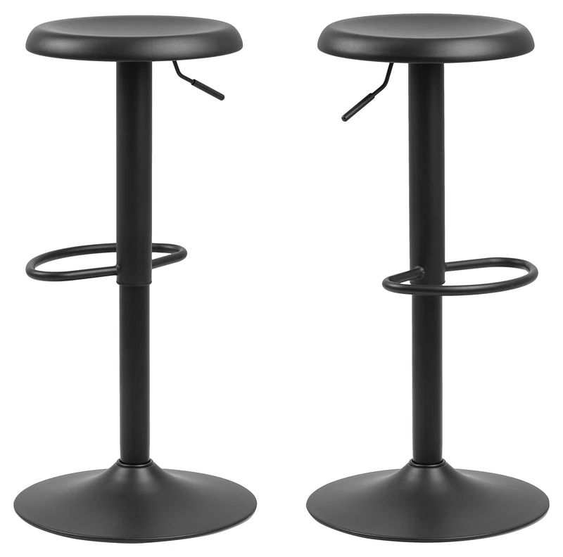 AC Design Furniture Finn Bar Stools Set of 2 Height 82 x Width 40 x Depth 40 cm Black Metal