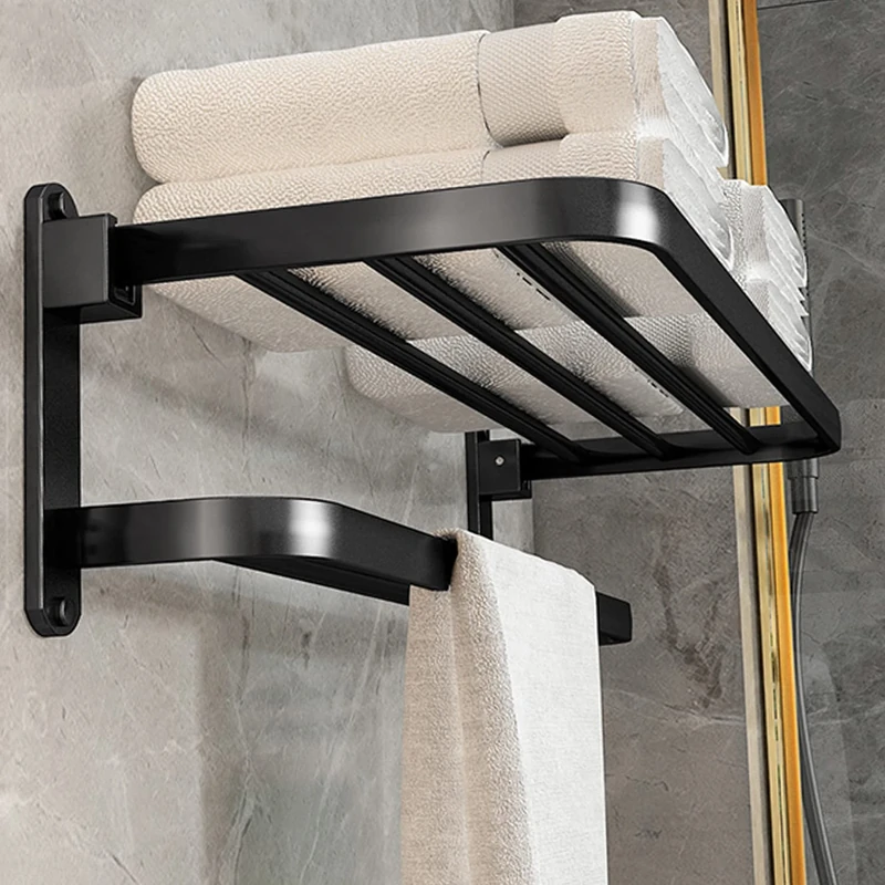 BOZWELL 24-inch Bathroom Towel with Towel Racks,BZ205-A Matte Wall Mount Holder (Black)