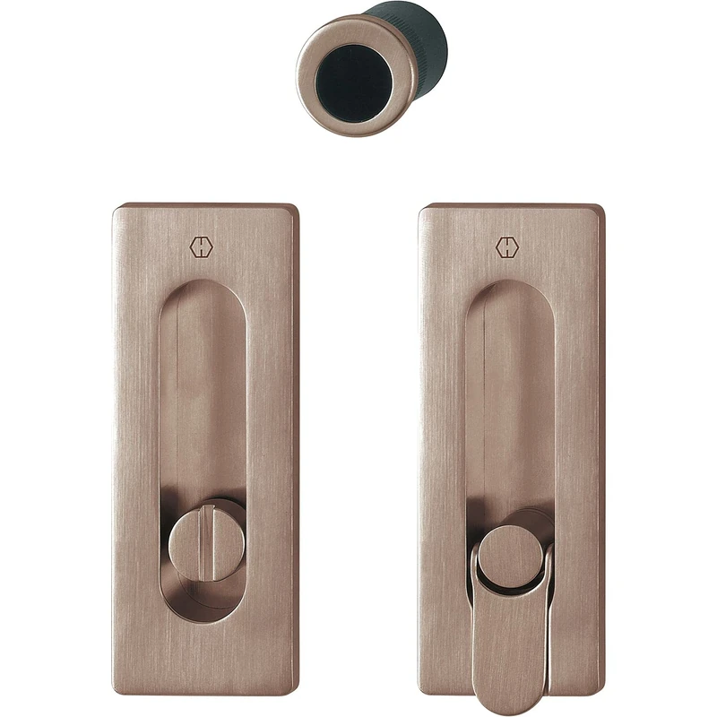 HOPPE Sliding Door Handle Set M464 – Without Lock, Square Rosette Toilet, Copper - Image 1