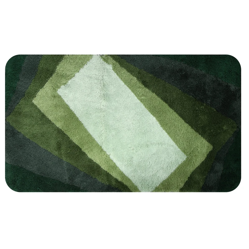 Spirella Bath mat, shower mat, high pile, fluffy, non-slip, suitable for underfloor heating, 70 x 120 cm, green