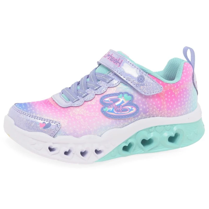 Skechers Girl's Flutter Heart Lights Simply Love Sneakers, Lavender Synthetic/Mesh, 2 UK Child