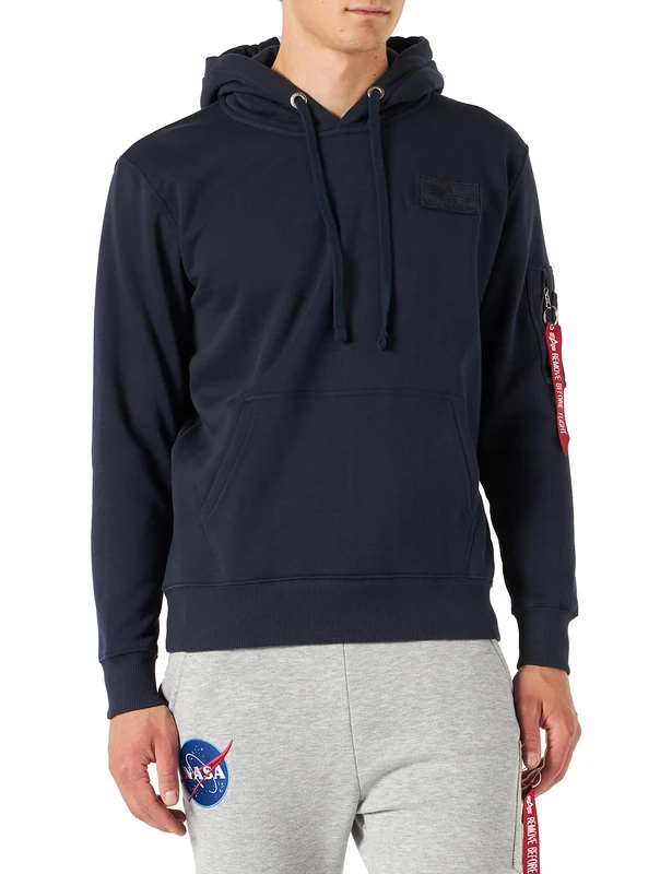 ALPHA INDUSTRIES Men's Red Stripe Hoody Sports, rep.Blue, XL