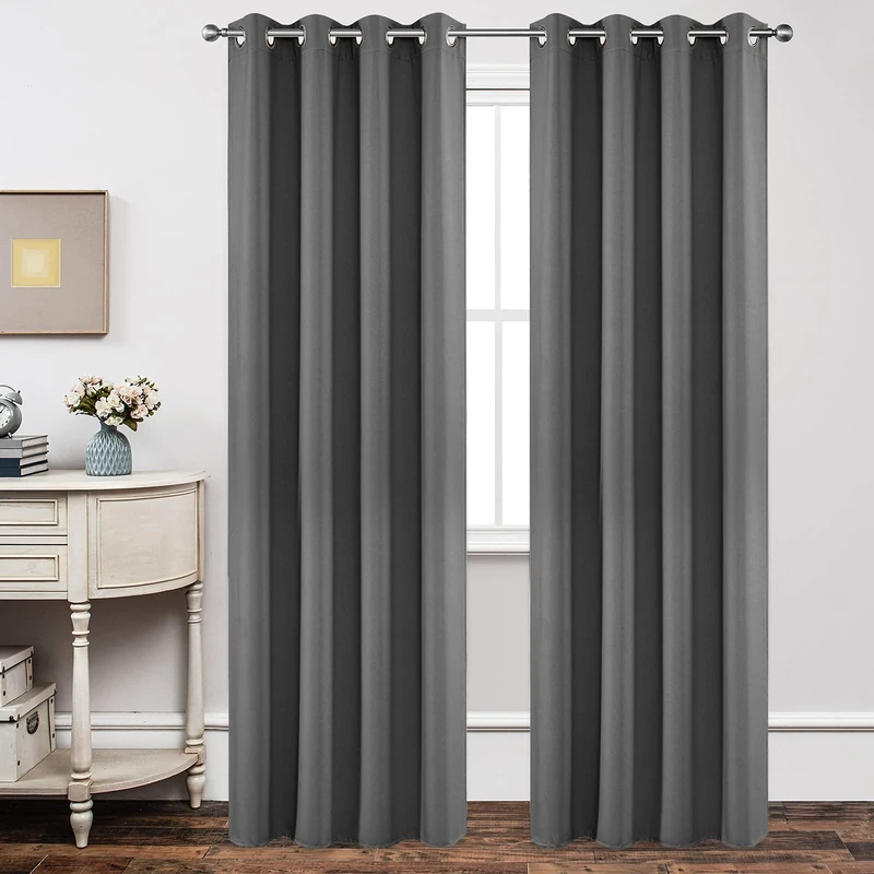 Joydeco Blackout Curtains 108 Inch Length 2 Panels Set, Thermal Insulated Long Curtains& Drapes 2 Burg, Room Darkening Grommet Drapes for Living Room Bedroom Window (W52 x L108 Inch, Light Grey)