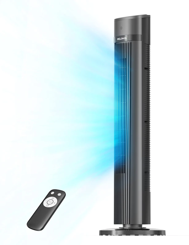 Pelonis 40-Inch Tower Fan, Quiet Cooling with Remote, Bladeless Fan, 90° Oscillating with 3 Speeds, 3 Modes, 15H Timer, Standing Floor for Bedroom Home Office