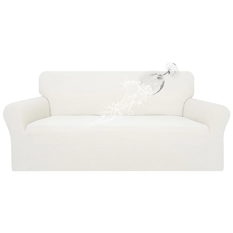 Easy-Going 100% Waterproof Couch Cover, Dual Waterproof Sofa Cover, Stretch Jacquard Sofa Slipcover, Leakproof Furniture Protector for Kids, Pets, Dog and Cat (Oversized Sofa, Cream)