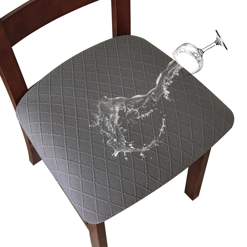 Genina Waterproof Seat Covers for Dining Room Chairs Covers Dining Chair Cover Kitchen Chair Covers (Dark Gray, 6 Pcs)