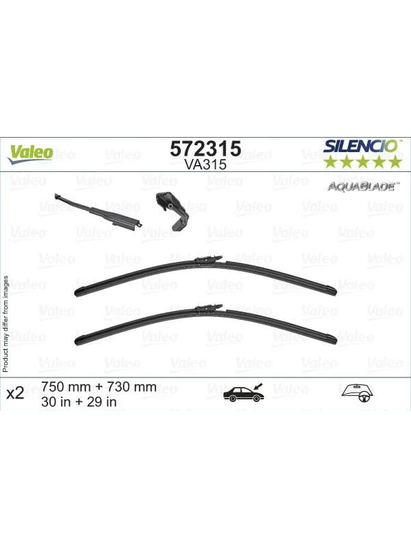 VALEO Silencio Original Aquablade Wiper - VA315 - Kit of Best-in-Class Cleaning and Wiping Performance Wiper Blades 750mm/730mm - Front - Set of 2 Wiper Blades - 572315 - Image 1