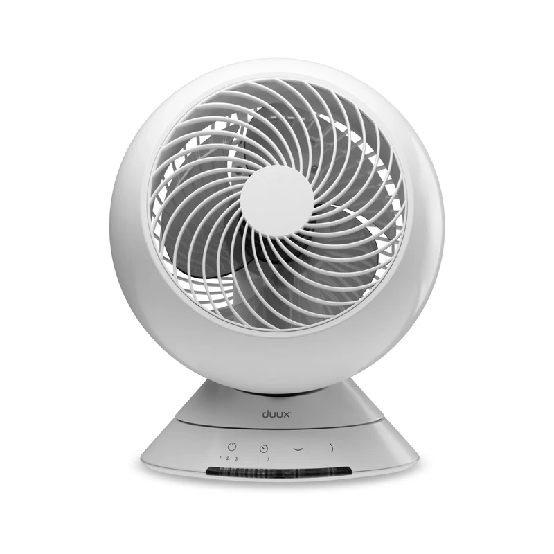Duux Globe Table Fan, with Remote Control, LED Display & Touch Control, Powerful and Ultra Quiet Desk Fan, Circulator, 3 Speed Levels, White