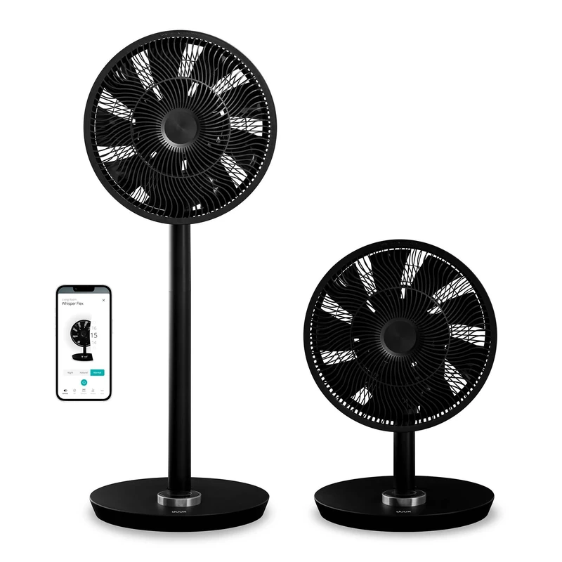 Duux Whisper Flex Smart Standing Fan, with Remote Control, Alexa & Smart App, 26 Cooling Speeds, 2 in 1 Height Adjustable, Multi-direction Oscilating, Powerful and Quiet Fan, Night Mode, Timer