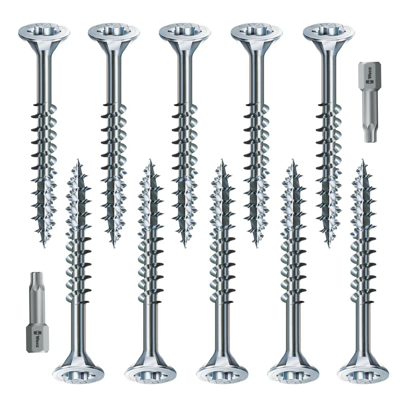 Spax Wood Screw Set Partial Thread + Torx Bit 10 Sizes: 4x40; 4x50; 4x60; 4x70; 5x80; 5x90; 5x100; 5x120; 6x140; 6x160| WIRROX Silver - Image 1
