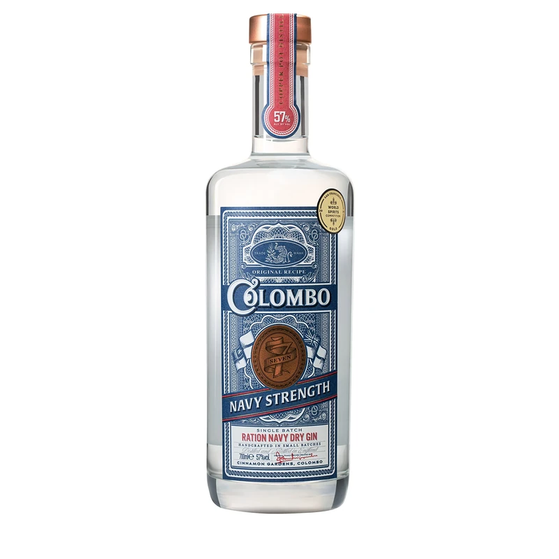 Colombo No.7 Ration Navy Dry Gin, 70 cl - Multi-Award Winning - Navy Strength Classic Dry Gin - 57% ABV - Enhanced Spiced Gin - Image 1