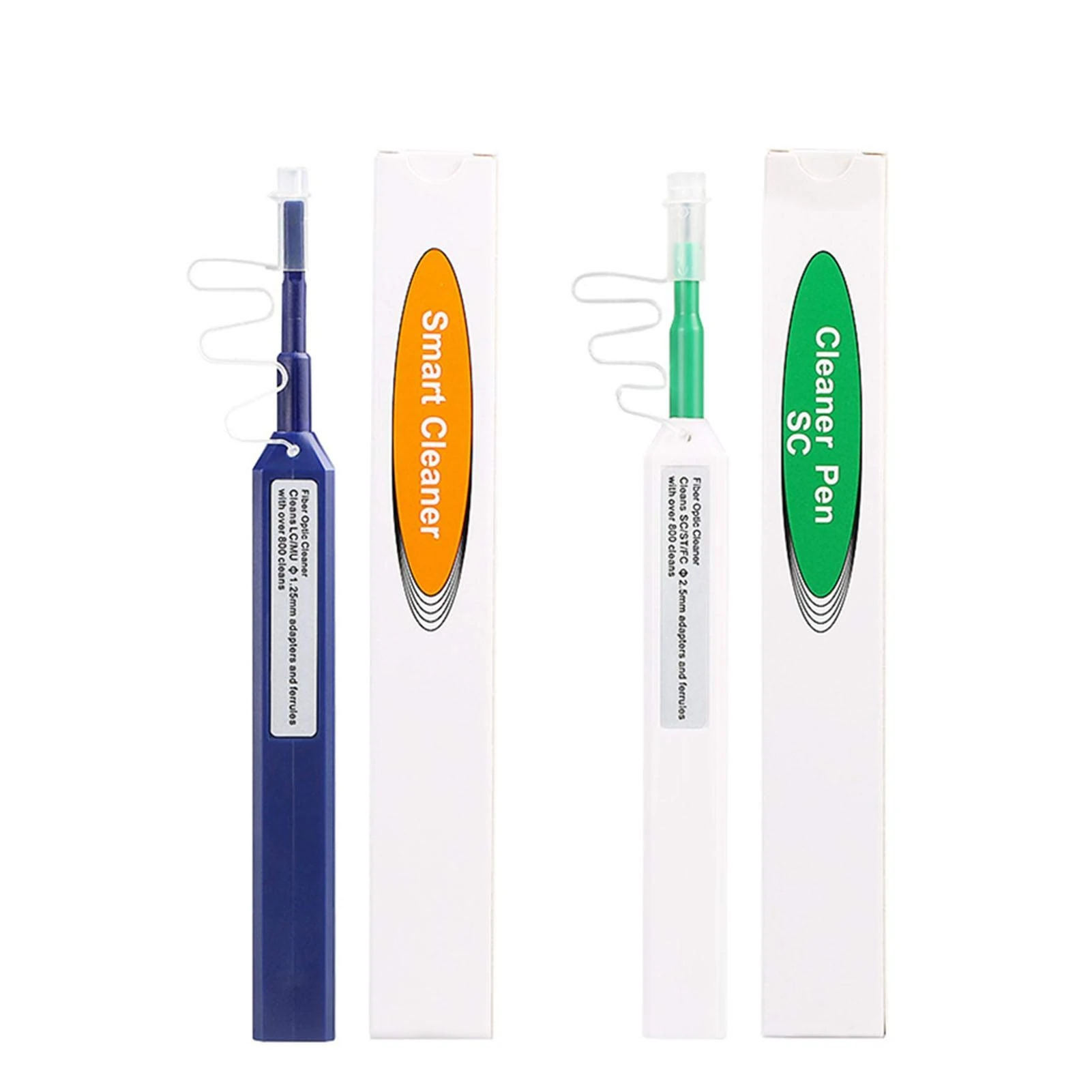 POHOVE 2 pcs Fiber Optic Cleaner,Fiber Optic connectors Cleaning,Fiber Optic Cleaner Pen with 800+ Cleansor Cleaning 1.25mm LC/MU 2.5mm SC/ST/FC One Click Fiber Cleaner