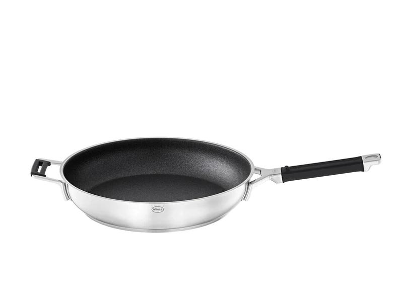 Rösle Silence PRO Frying Pan with Scratch-Resistant Premium Non-Stick Coating ProResistant Silicone Handle 32 cm 18/10 Stainless Steel Induction Safe Dishwasher Safe Silver/Black