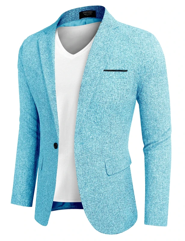 COOFANDY Men's Casual Sports Coats Dress Blazer Stylish Lightweight Suit Jackets, 2 - Sky Blue, M