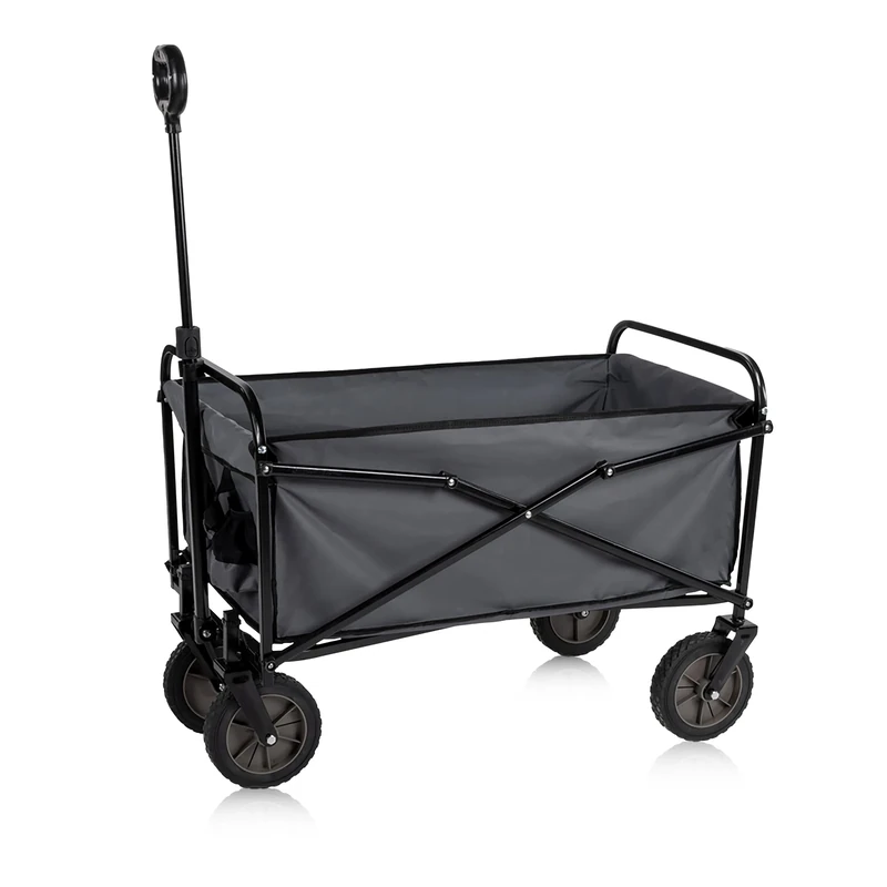 Camp Active Camping Trolley Foldable - Folding Trolley up to 70kg - Trolly on Wheel - Camping Cart Height-Adjustable Handle - Outdoor Utility Vehicle - Beach Wagon 82 x 52 x 63 cm - Black