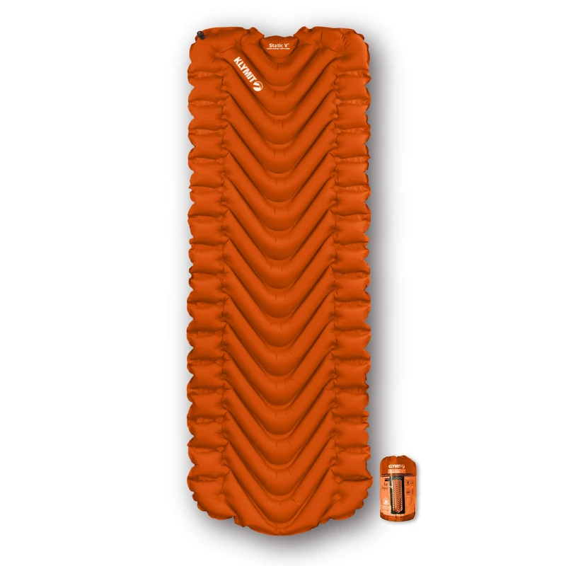Klymit Static V Inflatable Sleeping Pad for Camping, Lightweight Hiking and Backpacking Air Bed,Orange - Image 1