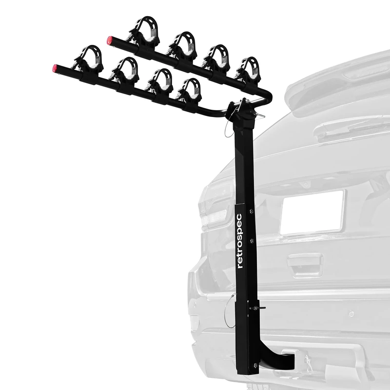 Retrospec Lenox 2-5 - Bike Hitch Rack for Cars, Trucks, SUVs with 2” Hitch | Foldable Steel Frame with Anti-Rattle Adapter, Tie Down Cradles and Straps - Fits Most Frames