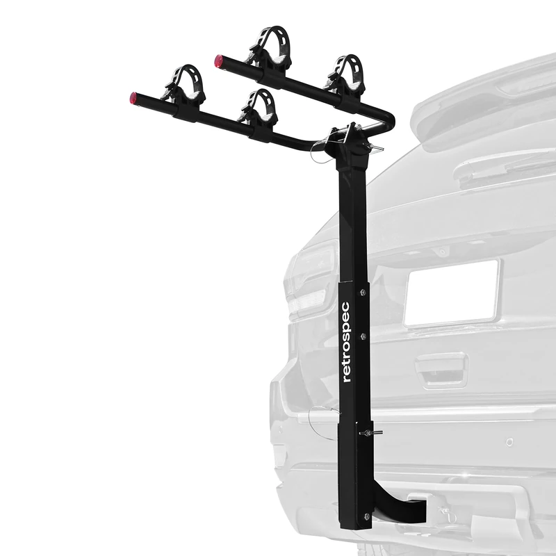 Retrospec Lenox 2-5 - Bike Hitch Rack for Cars, Trucks, SUVs with 2” Hitch | Foldable Steel Frame with Anti-Rattle Adapter, Tie Down Cradles and Straps - Fits Most Frames, Black