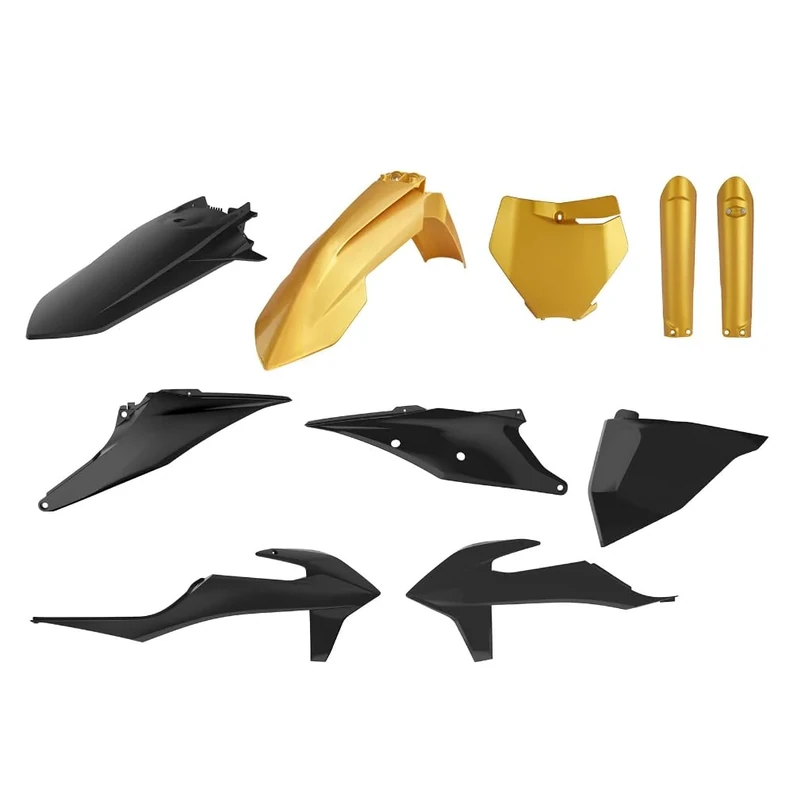POLISPORT 91052 Polisport MX Plastic Replica Kit for Those Looking for OEM Quality for KTM Motorcycles in Gold/Black