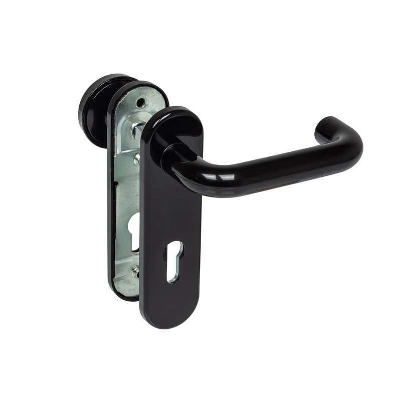 Hörmann FS Wechselgarnitur D-110 Short Plate PZ, Plain Bearing Knob K-130, Polyamide Black (Fire Protection Handle Set for Fire Door/Multi-Purpose Door H8-5 / Quadro/MZ/OD) 454685