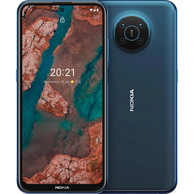 Nokia X20 5G smartphone, dual SIM, RAM 6GB, ROM 128GB, 64MP quad camera, watermark capability, 6.67" Full HD+ display, durable design, 2 days battery life and Pure Android 11 - Nordic Blue