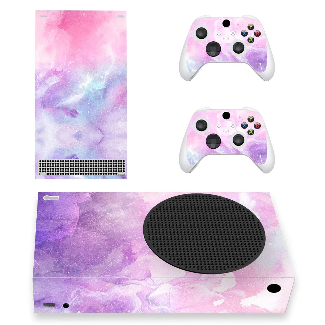 playvital Pink Watercolor Custom Vinyl Skins for Xbox Series S, Wrap Decal Cover Stickers for Xbox Series S Console Controller