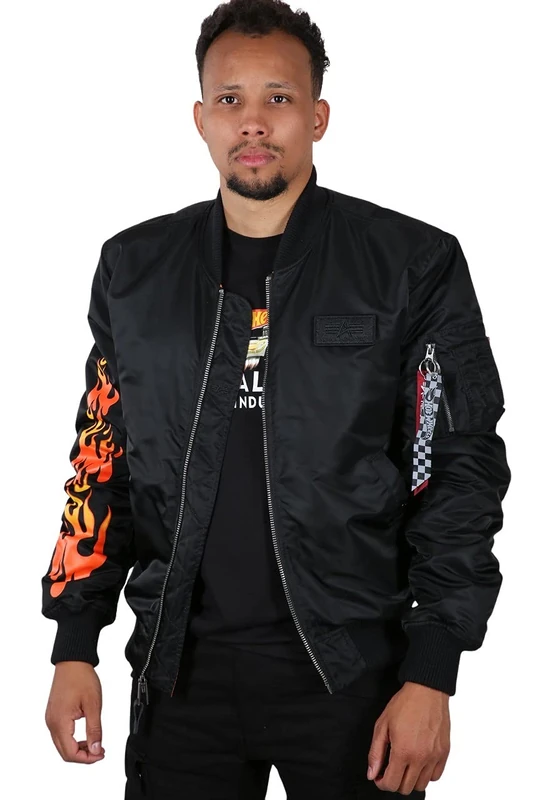 Alpha Industries MA-1 VF Hot Wheels Bomber Jacket for Men Black