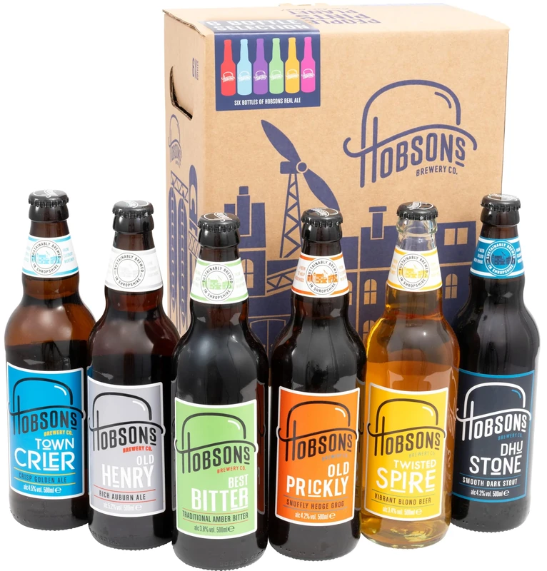 Hobsons Premium Craft Mixed Beers Gift Set with 6 x 500ml Bottles brewed in Shropshire a perfect present, Birthday beer or gift for real ale lovers