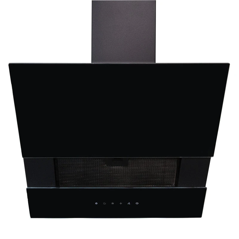 SIA AGTC60BL 60cm Black Angled Sliding Glass Cooker Hood Kitchen Extractor Fan