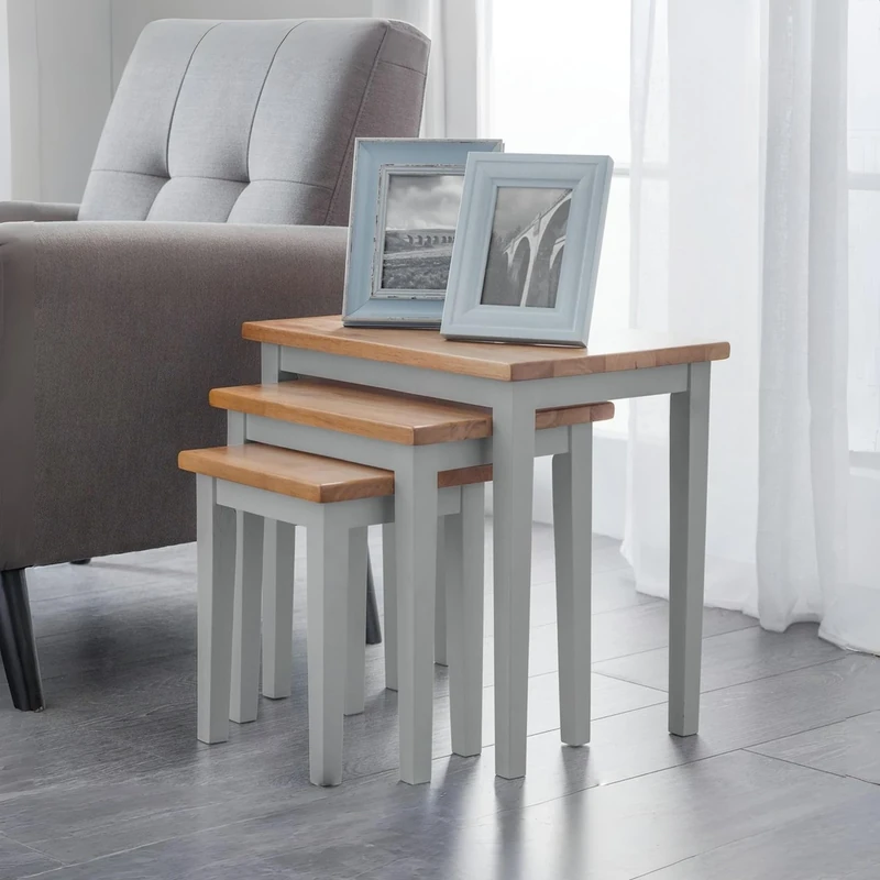Julian Bowen Cleo Nest Of Tables - Grey & Oak Nesting