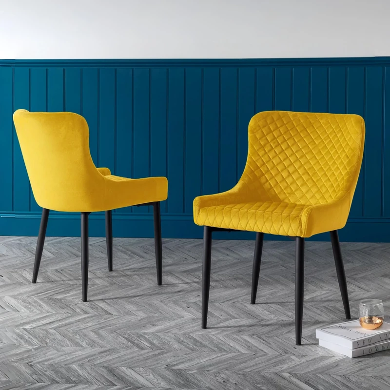 Julian Bowen Set Of 2 Luxe Dining Chairs - Mustard