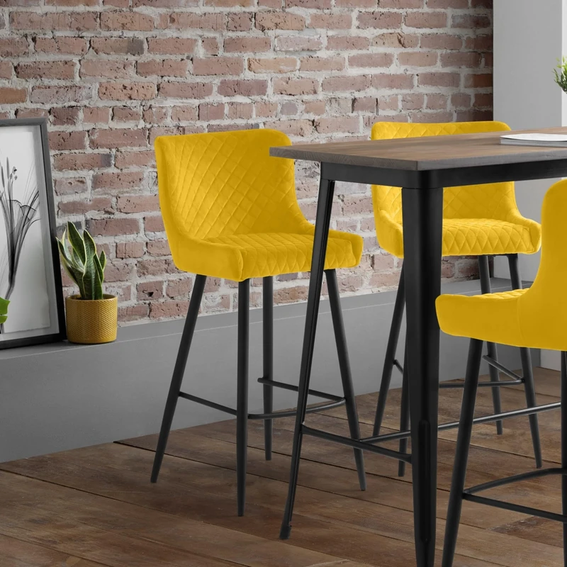 Julian Bowen Luxe Bar Stool - Mustard/Black Stools