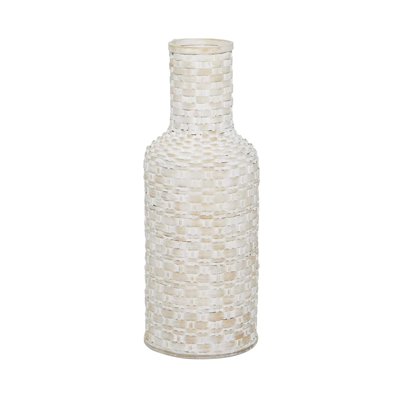 Deco 79 Vase, Bamboo, White, 8" L x 8" W x 22" H