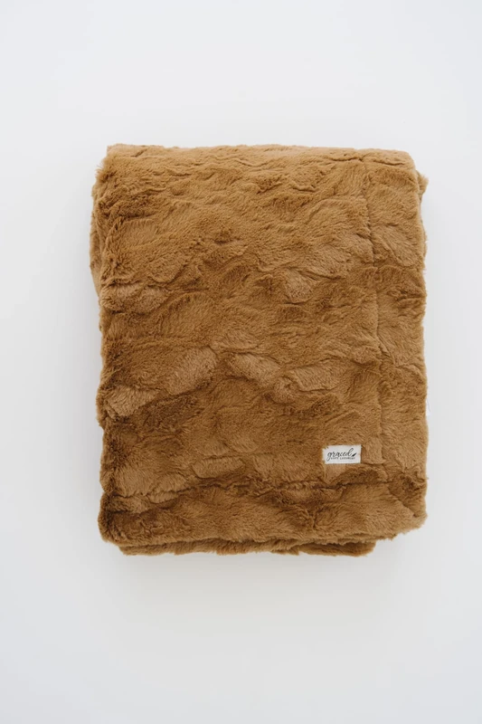 GRACED SOFT LUXURIES Oversized Softest Warm Elegant Cozy Faux Fur Home Throw Blanket 60 x 80 by, Camel