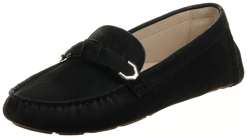 Cole Haan Women's Evelyn Bow Driver Driving Style Loafer, Black Nubuck (Akuya), 7 UK