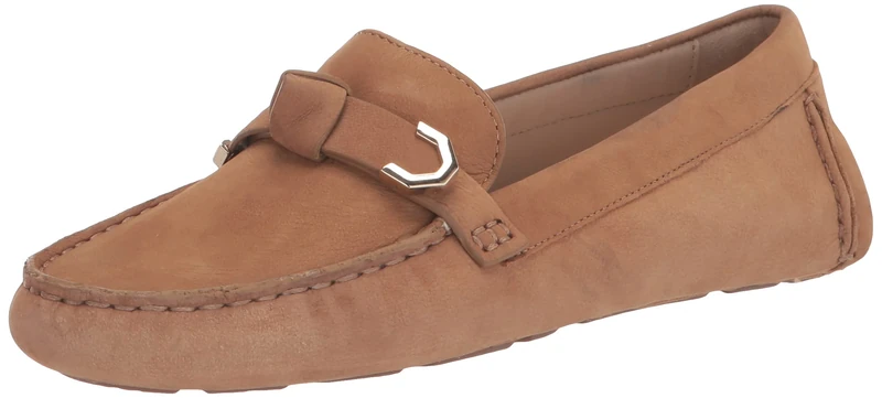 Cole Haan Women's Evelyn Bow Driver Driving Style Loafer, Birch Beige Nubuck (Akuya), 5.5 UK