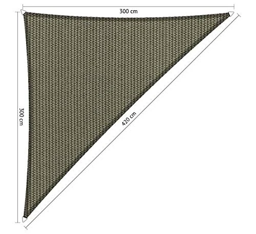 Shadow Comfort Shade Sail Sunshade Water Permeable HDPE Garden Awning for Outdoor Garden Terrace UV Block - Triangle 3x3x4.2m - Desert Storm