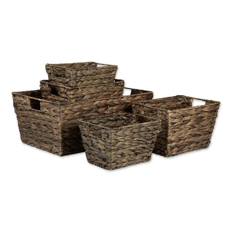 DII Storage Baskets, Water Hyacinth, Gray Wash, Large Set, Assorted Sizes