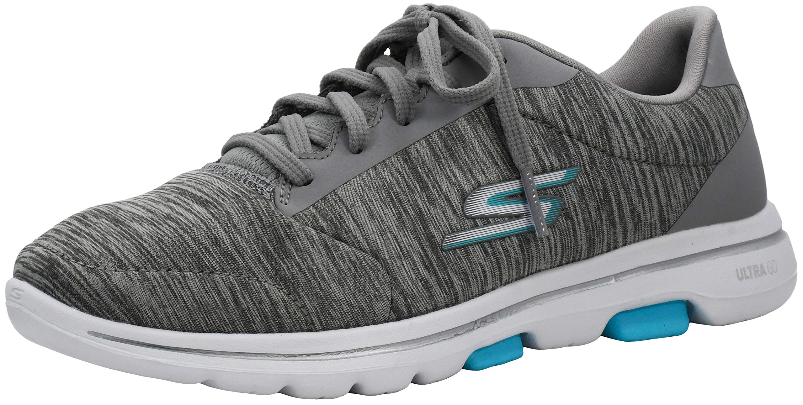Skechers Women's Go Walk 5-True Sneaker Grey/Light Blue 6.5 Wide