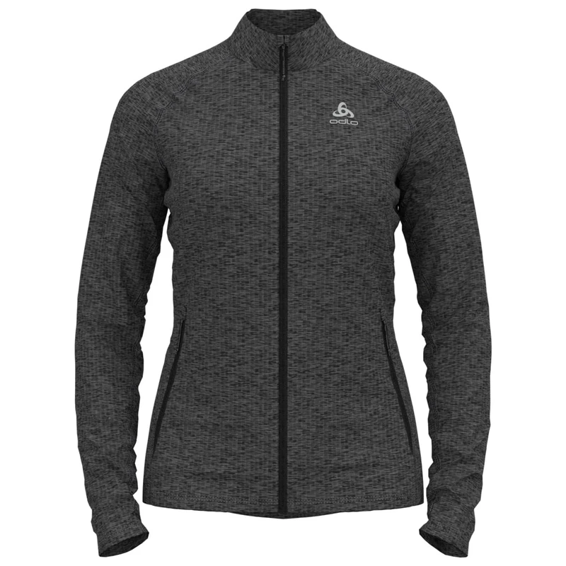 ODLO Women's FLI mid layer zip, dark grey melange, M