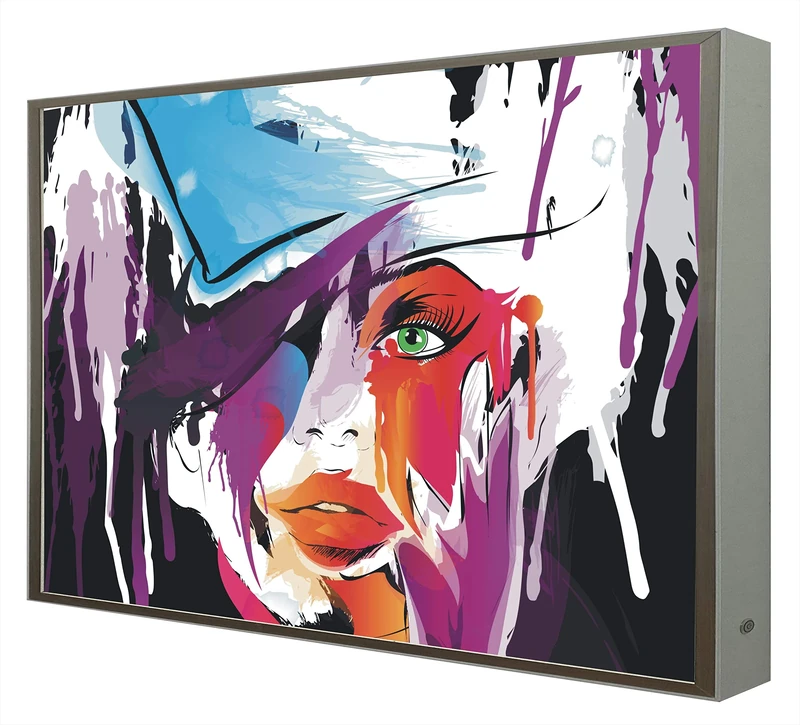 Woman Abstract Lacquered Wood Frame White Illuminated with LED Light