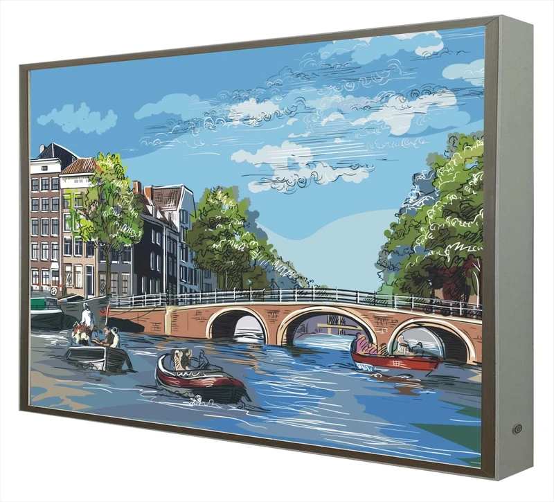 CCRETROILUMINADOS Picture with Wooden Frame Lacquered White Backlit Channel Walk