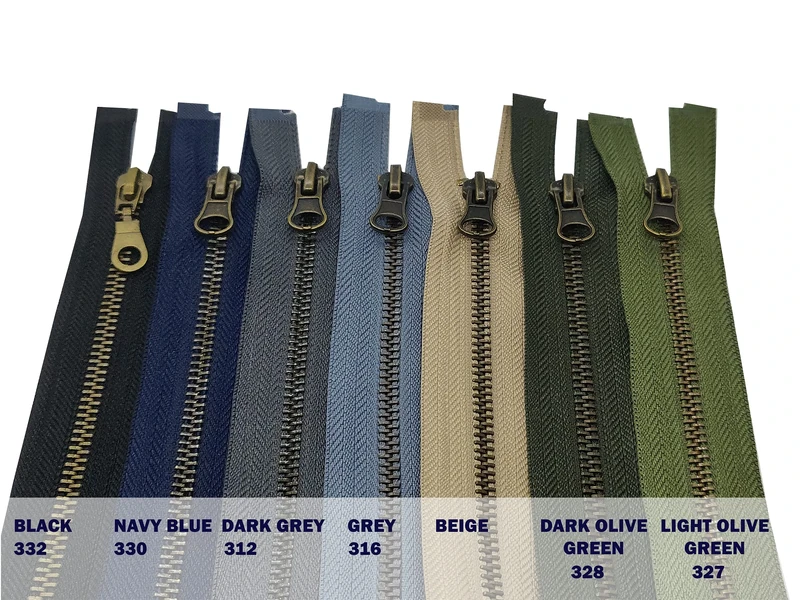 Metal Zipper Fastener Size #5 Open End Antique Brass Heavy Duty Single Slider Zip Sewing Accessory (Beige, 75cm (29.5''))