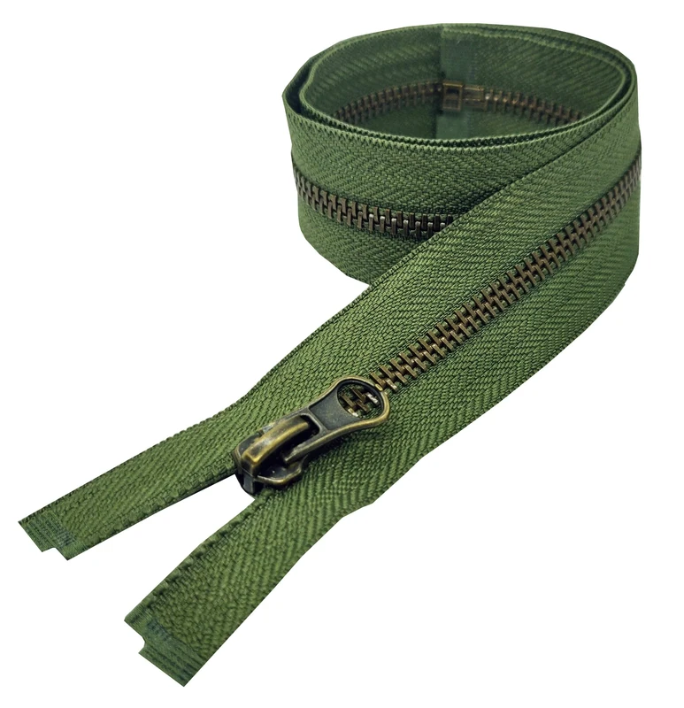 Metal Zipper Fastener Size #5 Open End Antique Brass Heavy Duty Single Slider Zip Sewing Accessory (Olive Green (327), 65cm (25.5''))