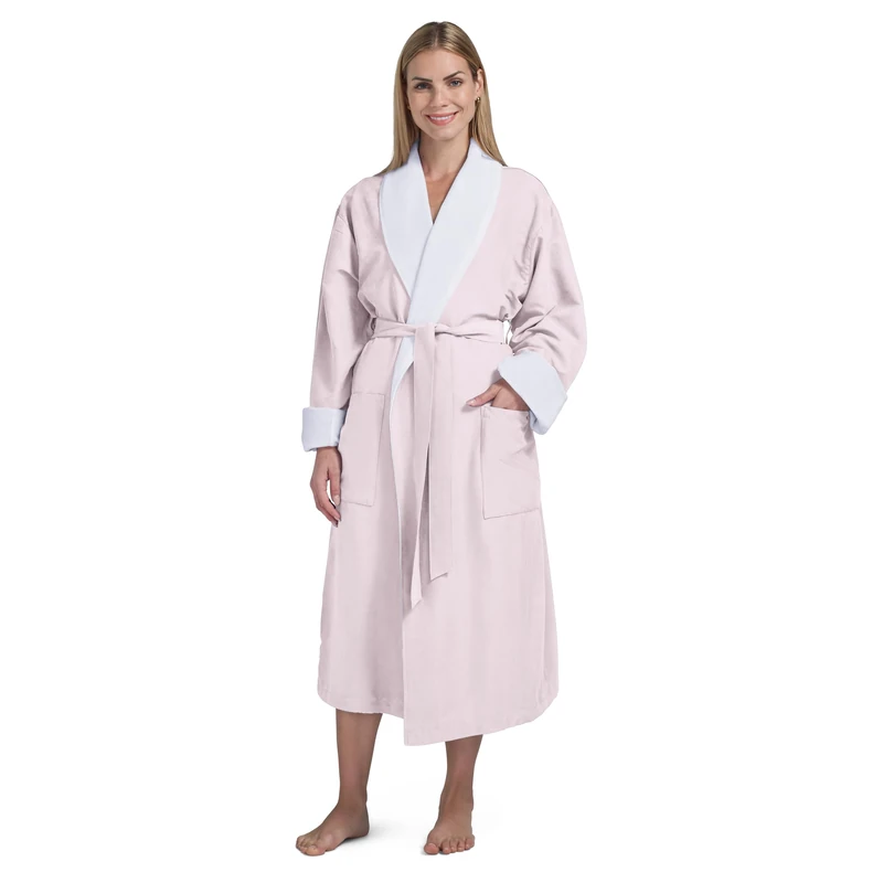 Women's Microfiber Robe by BOCA - Luxury Hotel Bathrobe, Long Spa Robes for Women - Generous Sizing, Pink, S
