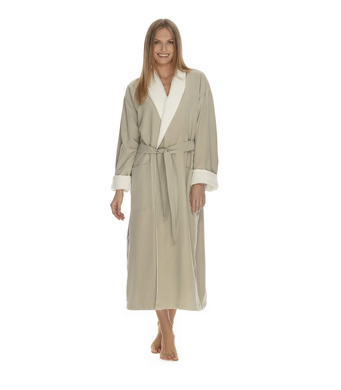 Women's Microfiber Robe by BOCA - Luxury Hotel Bathrobe, Long Spa Robes for Women - Generous Sizing, Sage, Medium