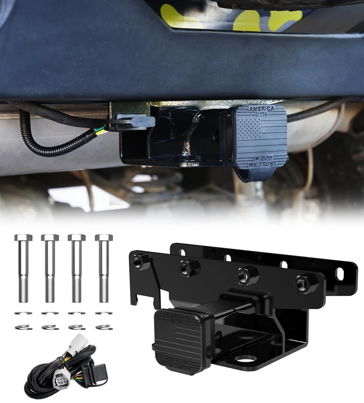 Xprite 2" Inch Rear Towing Hitch Receiver with Harness & Hitch Cover Compatible with 2007-2018 Jeep Wrangler JK JKU