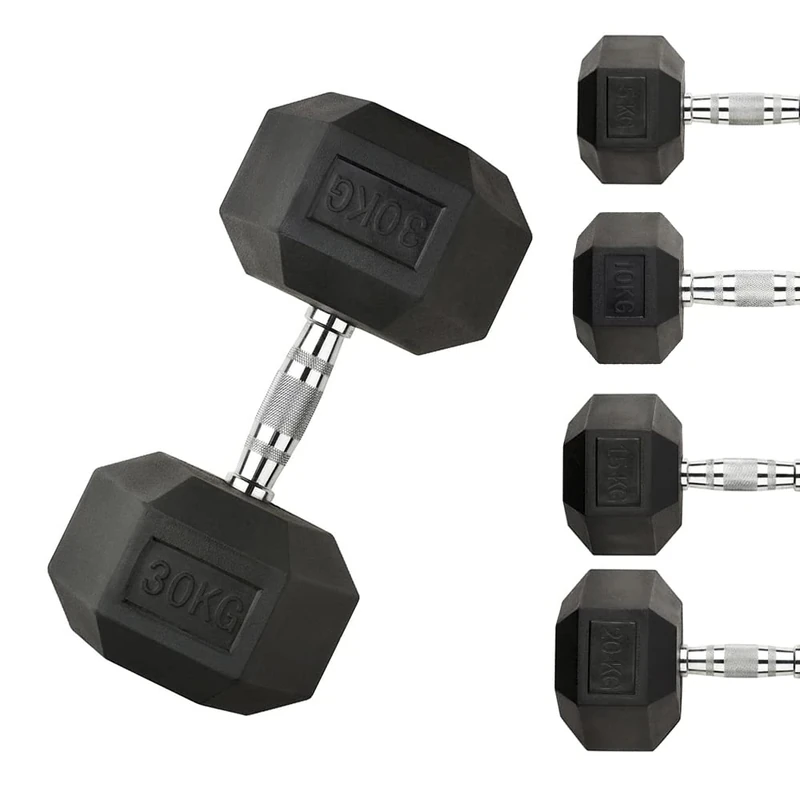 Northern Hex Dumbbell Set Rubber Heavy Weights with Metal Handles Anti-Rolling for Weight Lifting Bodybuilding Exercise Workout Strength Training Home Gym 1kg-50kg Pairs Sets (15KG x2 Dumbbells)