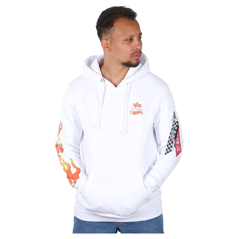 ALPHA INDUSTRIES Men's Flame Hoody Short Sleeve T-Shirt, White, S - Image 1