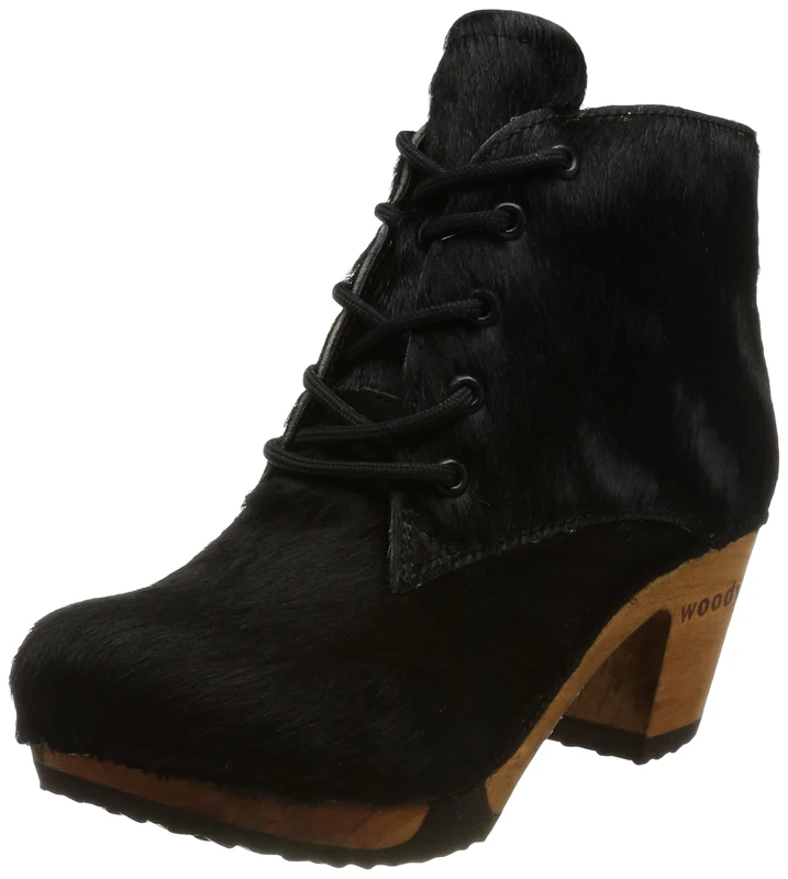 Woody Women's Betty Ankle Boot, Black Fur, 4 UK